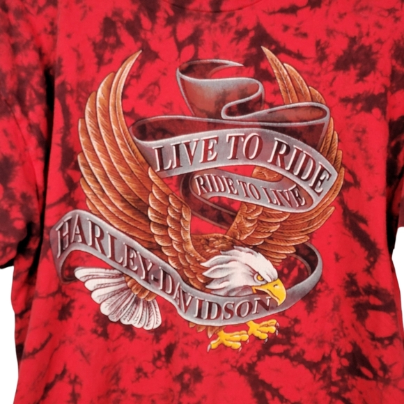 Harley-Davidson Vintage 90's USA Single Stitched Tie Dye "Live to Ride" Men's L - Picture 2 of 10